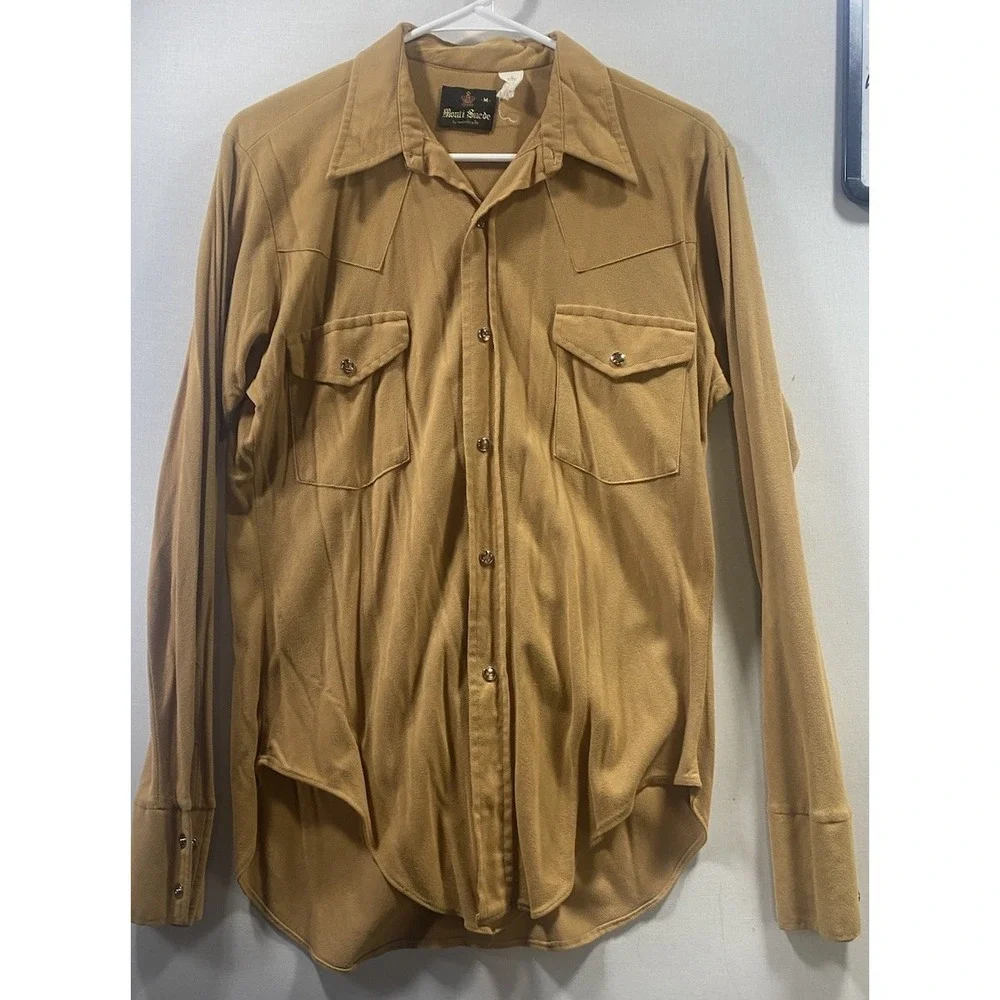 Vintage Monti Suede By‎ Monticello Western Shirt Light Brown Sz Medium