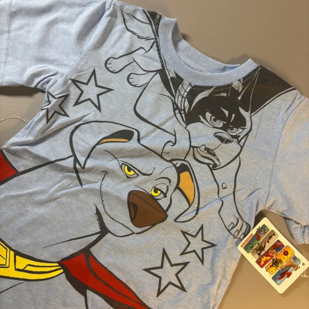 DC League of Super Pets T Shirt Kids Size 4 Light Blue Superman Dog Graphic‎ Tee
