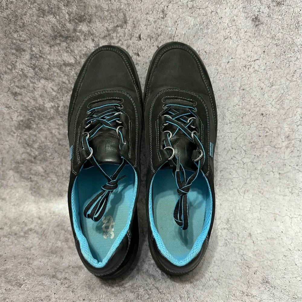 SAS Sporty Walking Shoes Womens 10 Black Leather Nylon Lace Comfort Shoes