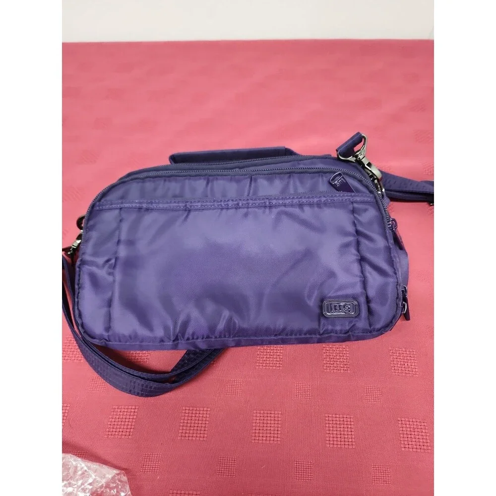 Lug Scoop Medium Top Handle Crossbody Bag In Purple RFID Pocket Travel Friendly