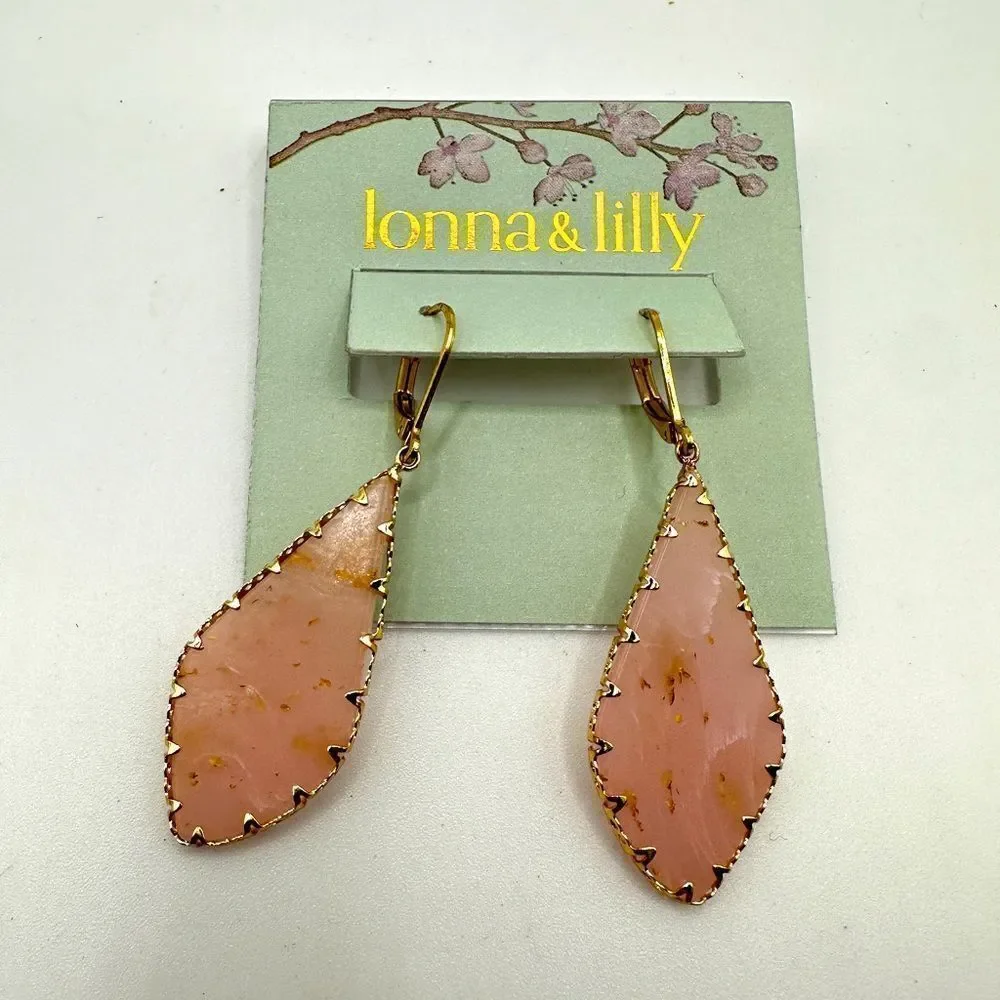NWT Lonna & Lilly Pink kite shaped, gold tone‎ dangle earrings!