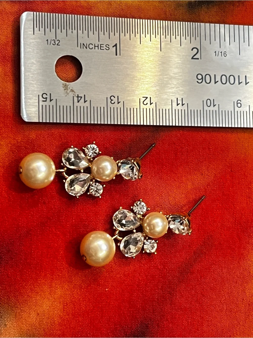 Gold-Tone Pearl and Crystal Drop Earrings - Ivory Pearls