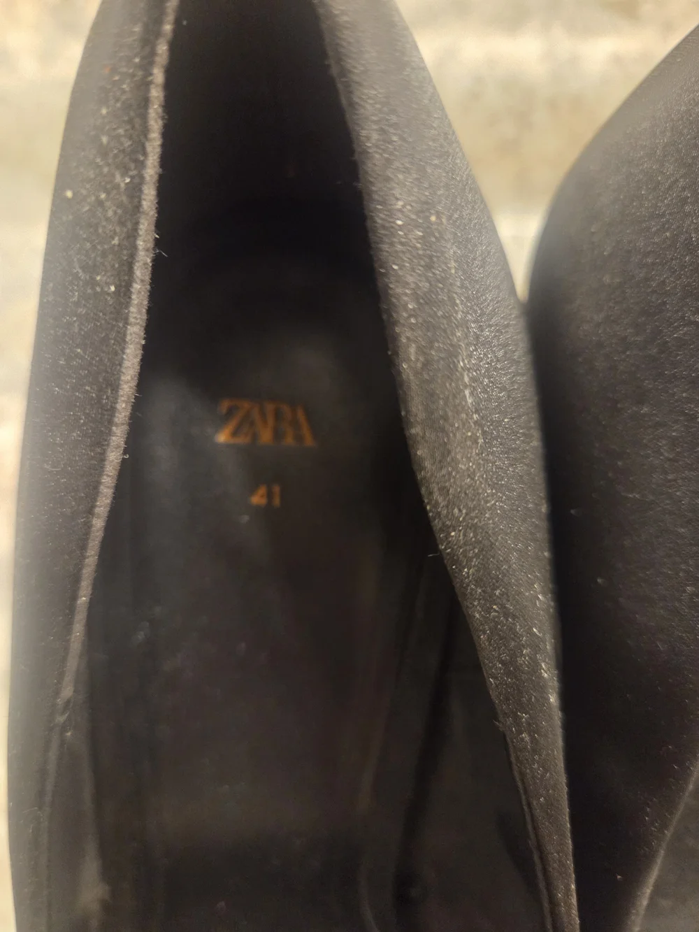 Zara Black Satin Square-Toe High Heels