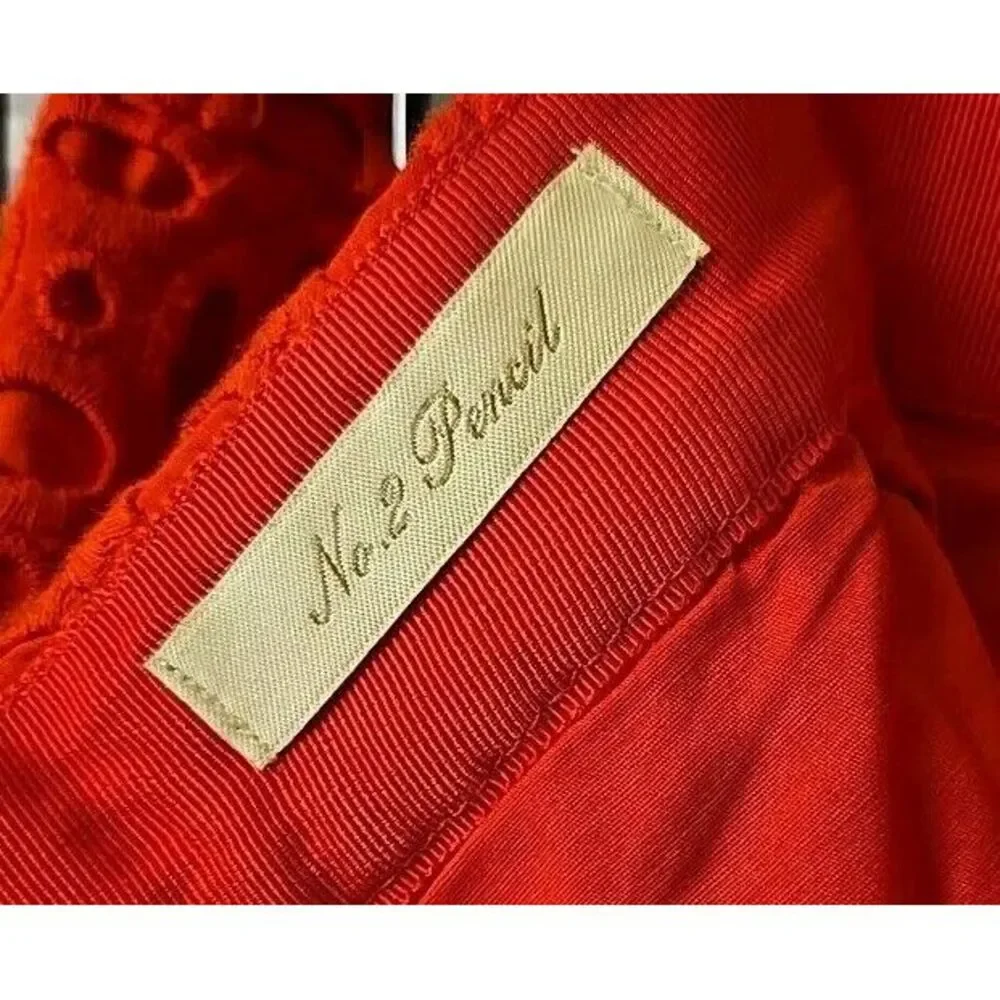 J Crew No. 2 Pencil Straight Skirt Ultra Eyelet Red‎ SZ 4 Classic Lined