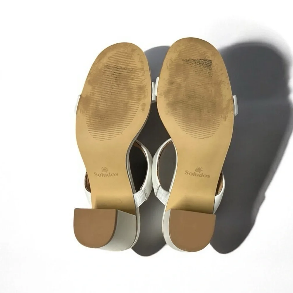 🌻Soludos Ines White Leather Heels | Women's Size 7
