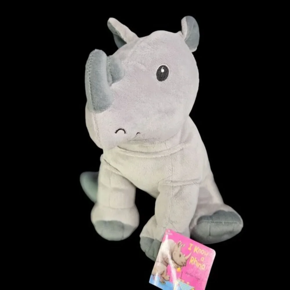 Two Rhino Rhinoceros Plush‎ Stuffed Animals Lot Gray Toys Gund and Kohls Cares