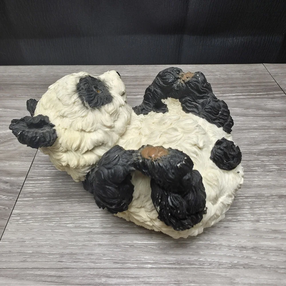 Vintage Panda Bear Heavy Cast Resin Figure Wind Up Musical Nature‎ Art