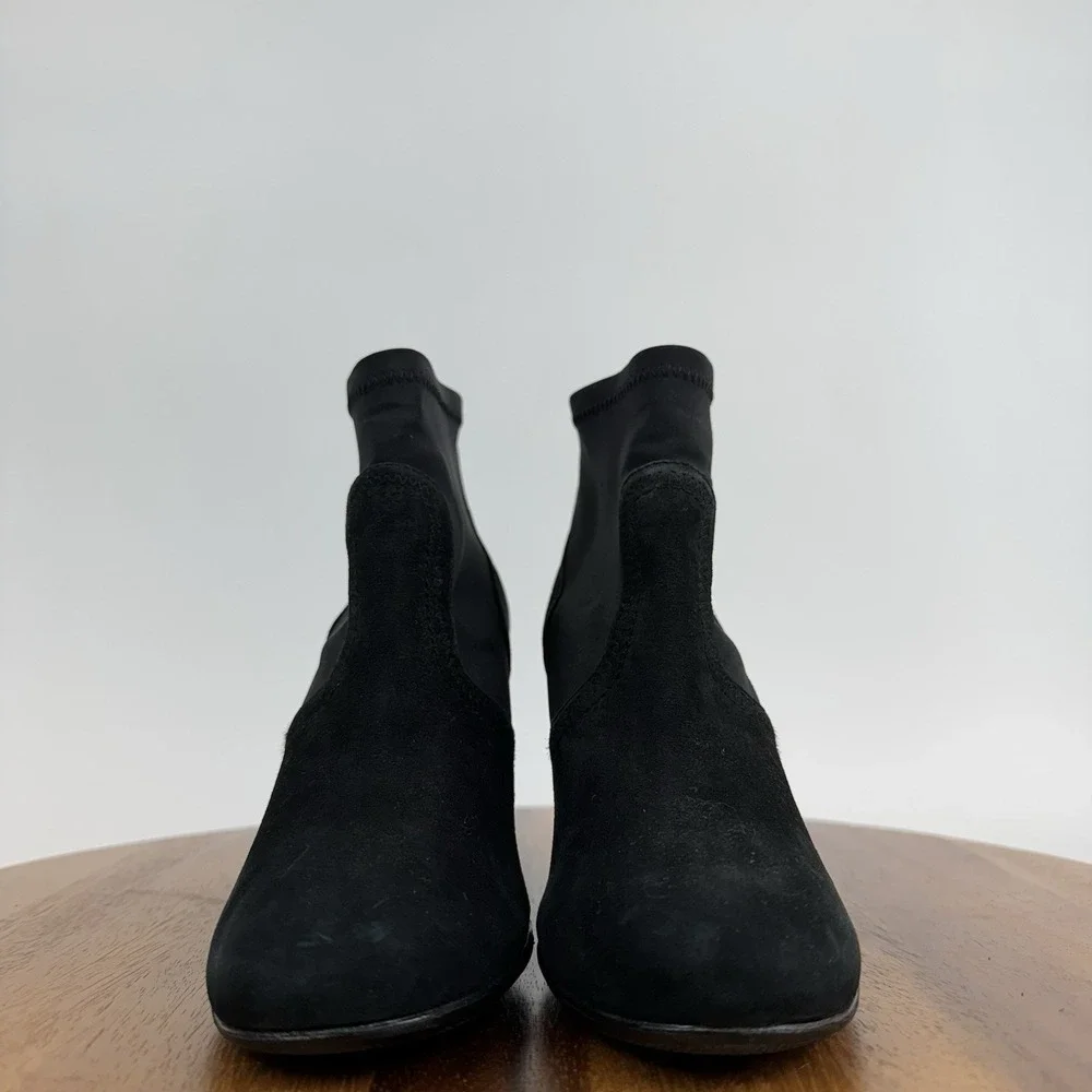 Womens Tory Burch Brenda Black Suede Sock Ankle Wedge Boots Booties Size 8 M GUC