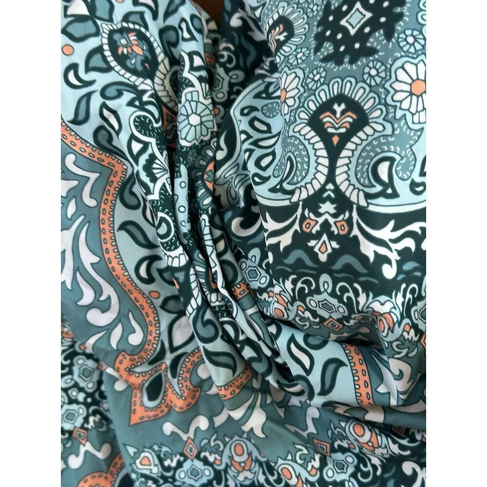 Jantzen Draped Surplice One Piece Bathing Suit Ocean  Floral‎ Stretch NWT 18W