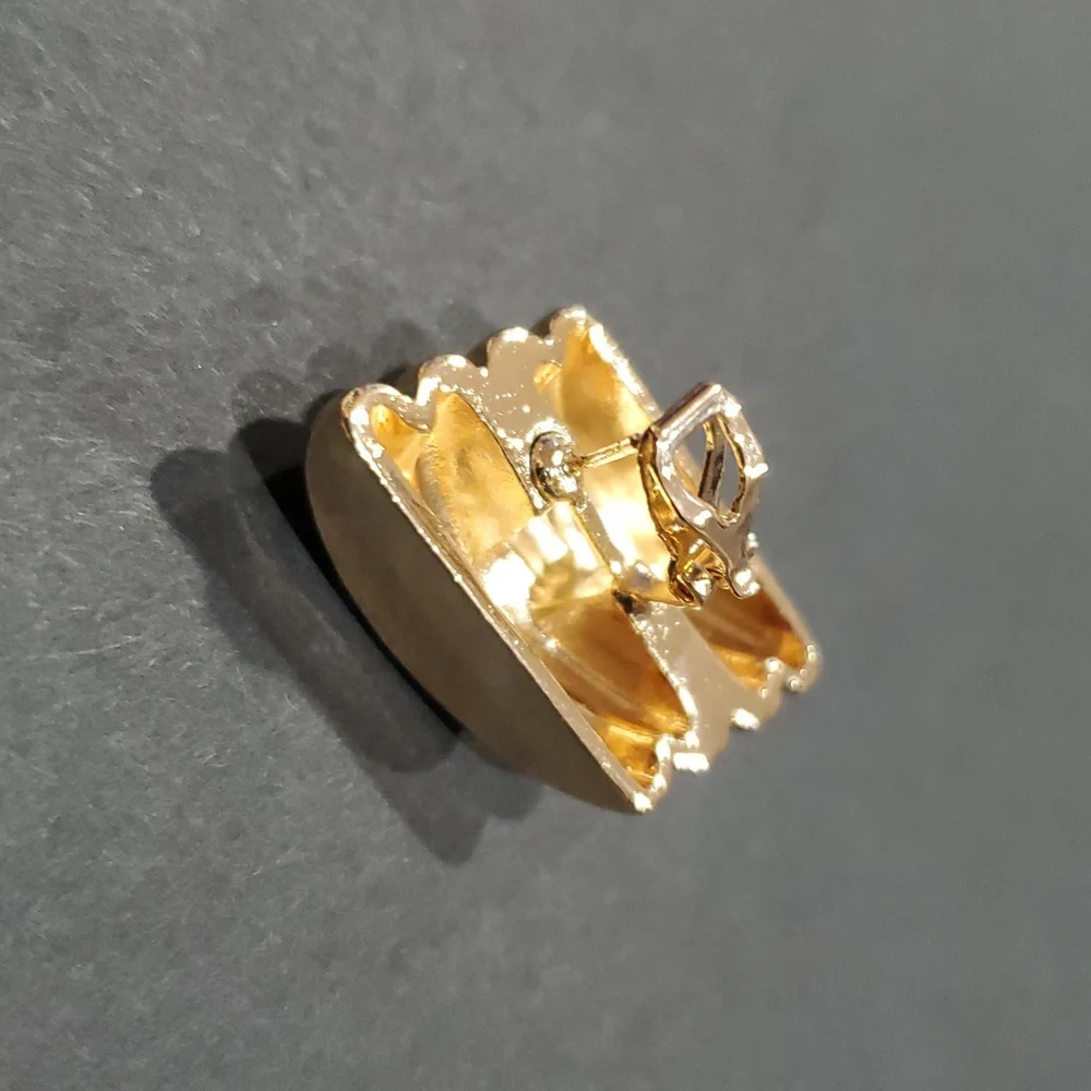 Aldo geometric stone shape ribbed gold plated latchback Earrings‎ new