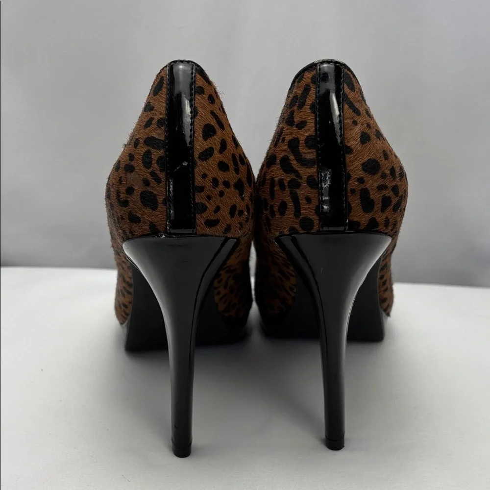 Via Neroli Brown Leopard Print‎ Pony Hair Platform Party Pump W Sz9 #0243