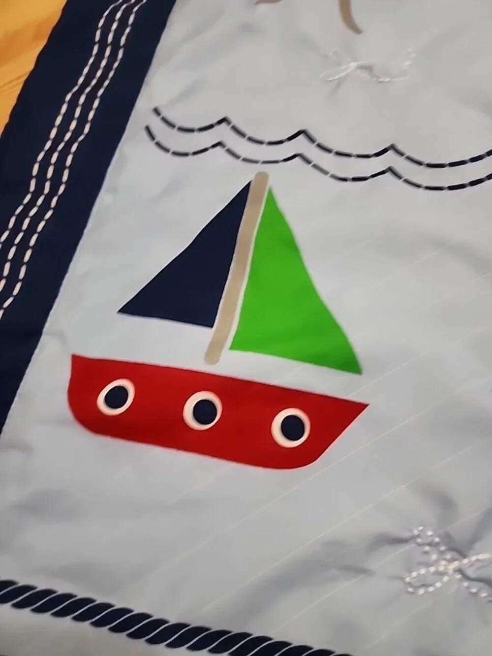 Nautical Baby Crib Blanket Quilt Blue Ocean Octopus Whale Sailboat Nursery Beach