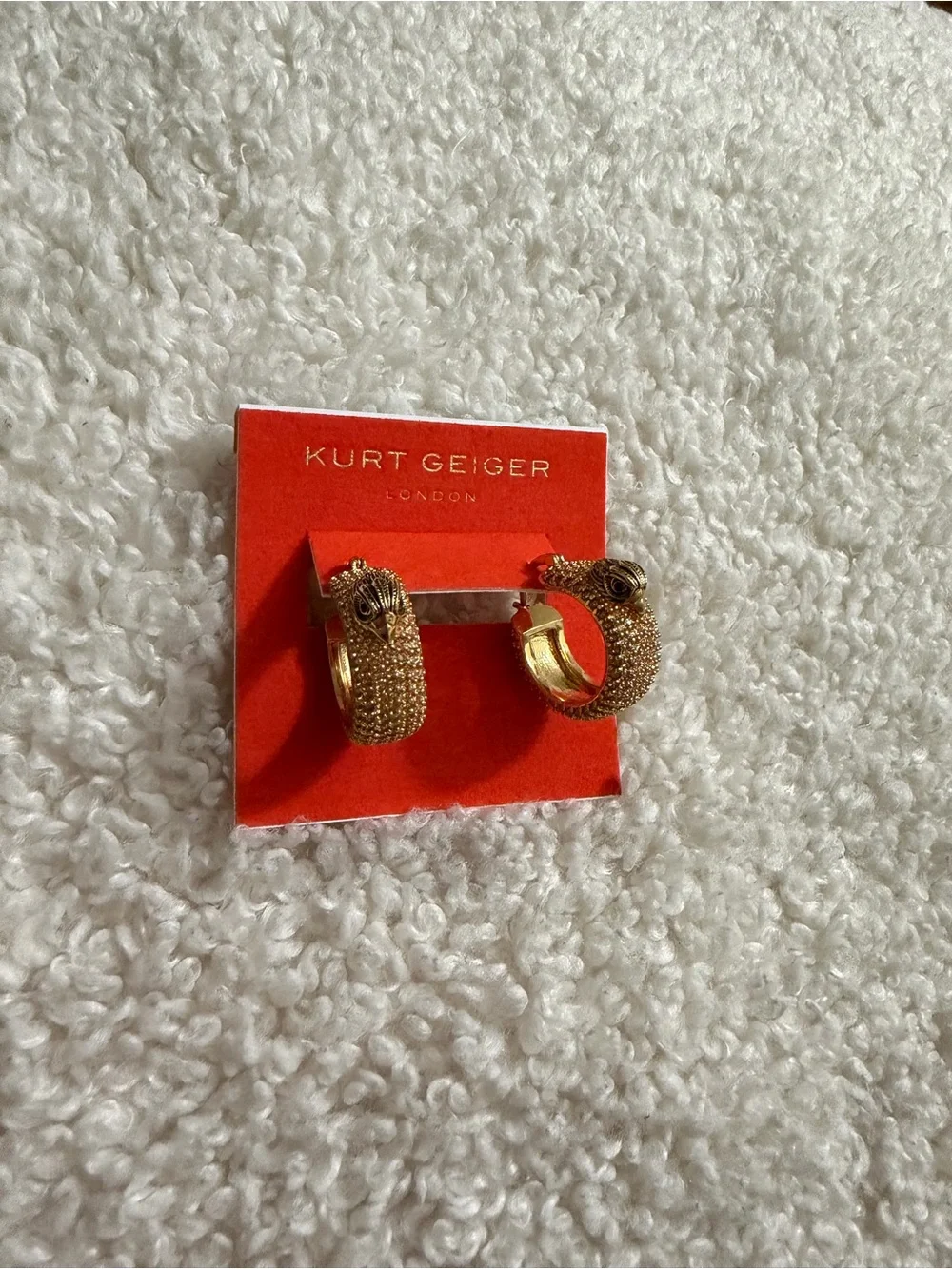 Kurt Geiger Gold Pave Crystal Hoop Earrings
