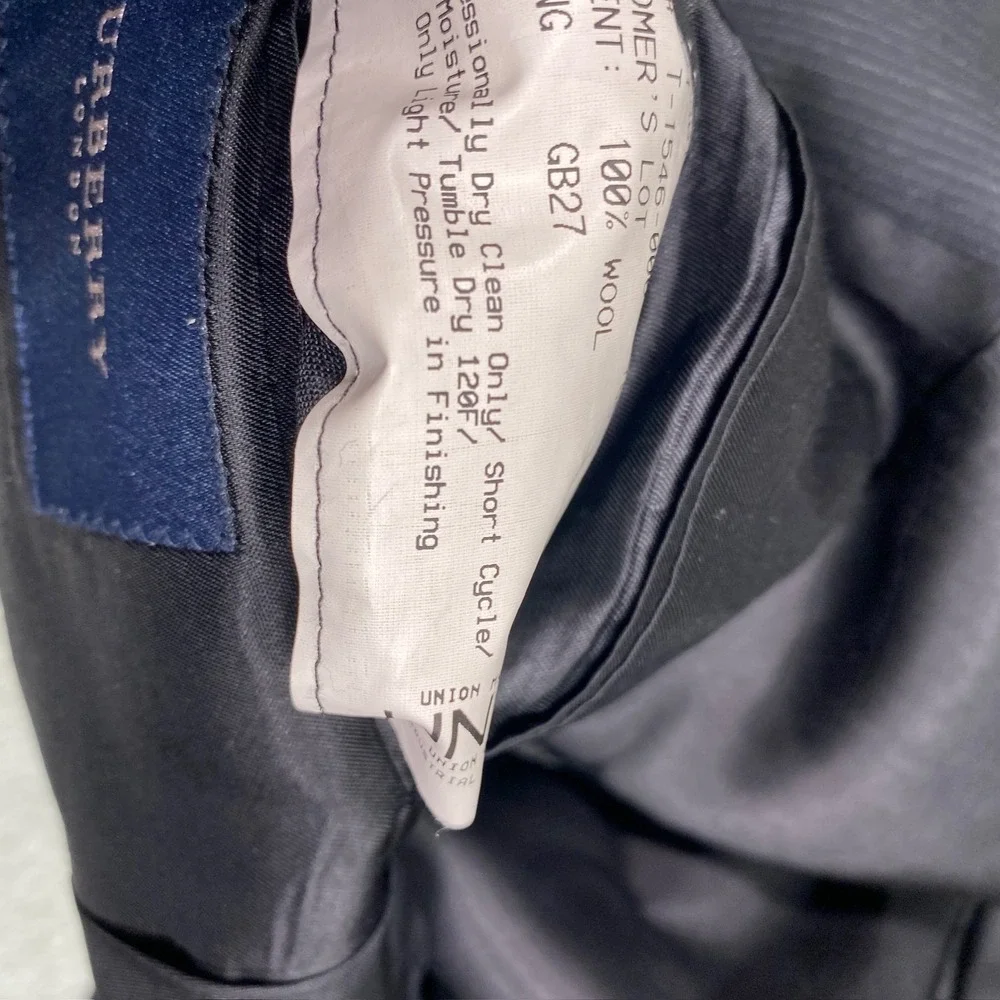 Burberry London Blazer Mens 44 Long Black Wool‎ Pinstripe Suit Jacket Classic