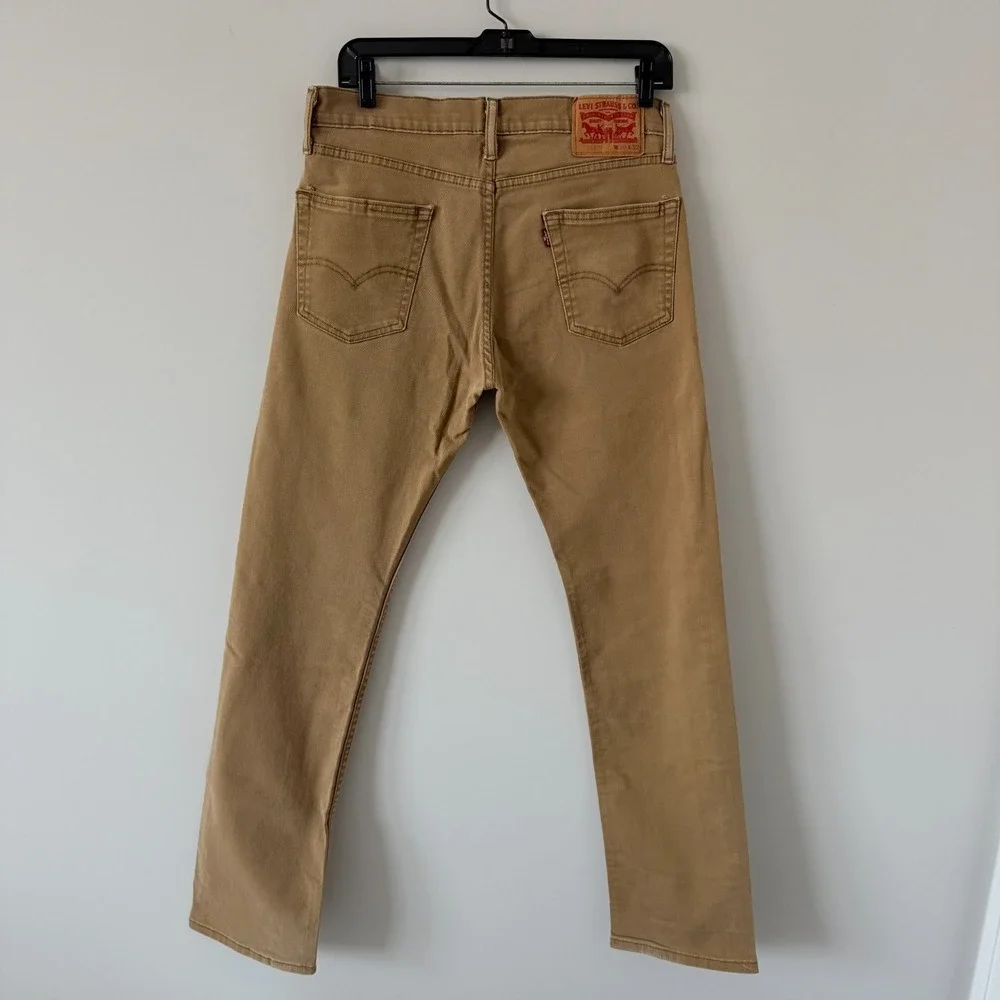 Levi's 513 Mens Khaki‎ Tan Denim Slim Straight Jeans Size 30x32 Neutral Classic