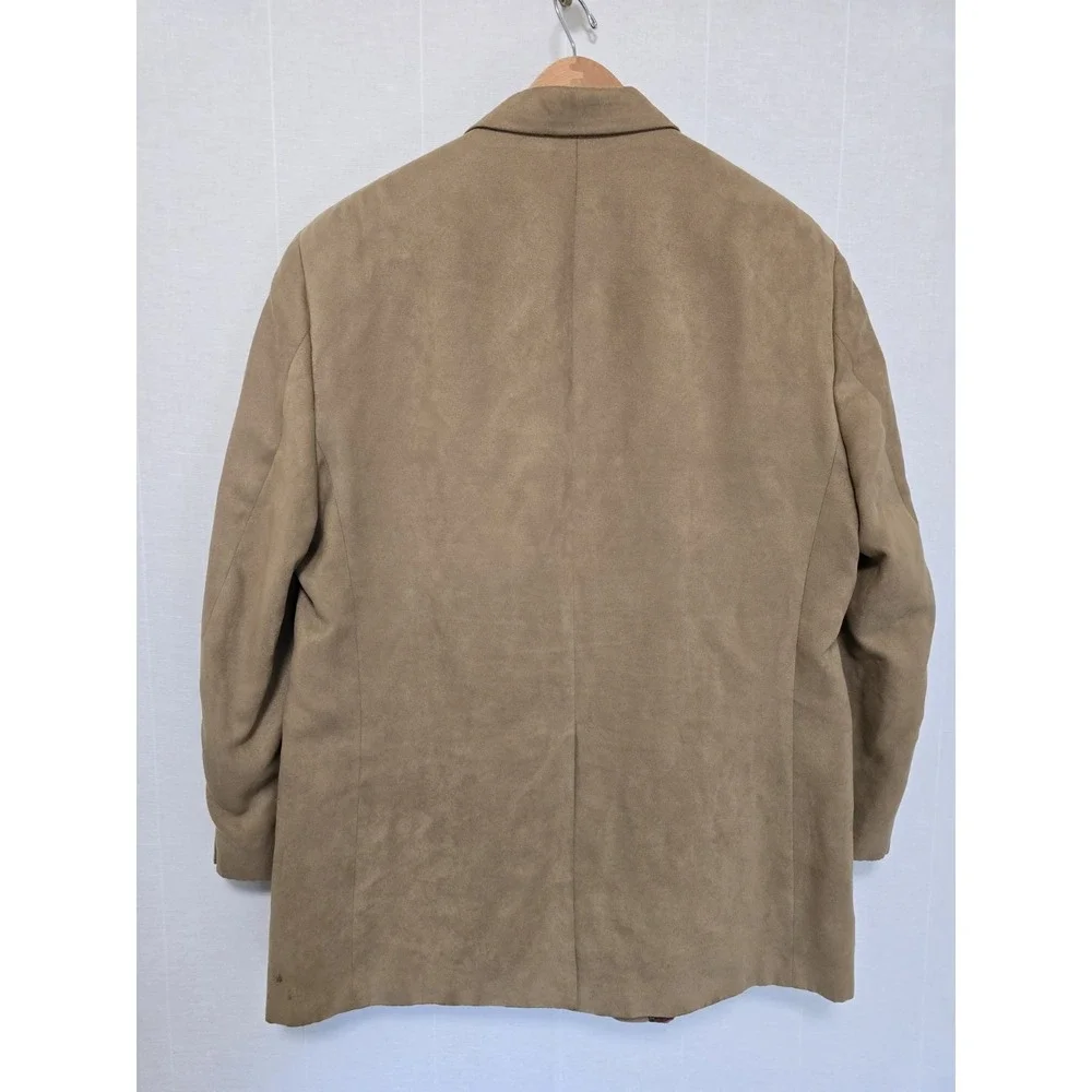 Lauren Ralph Lauren Mens‎ Faux Suede Blazer Jacket Size 42R Beige Tan