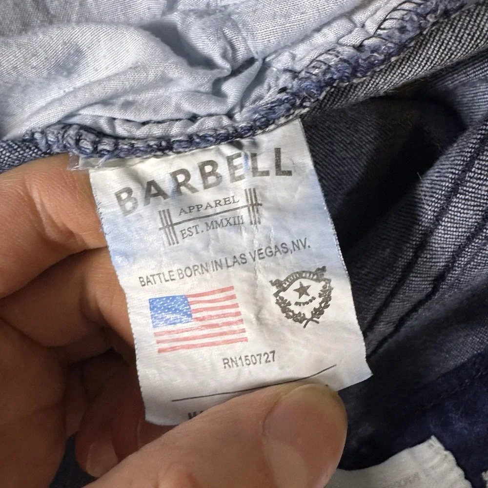 Barbell Apparel Jeans Mens 30x34 Blue Athletic Fit Stretch Denim‎ Dark USA Made