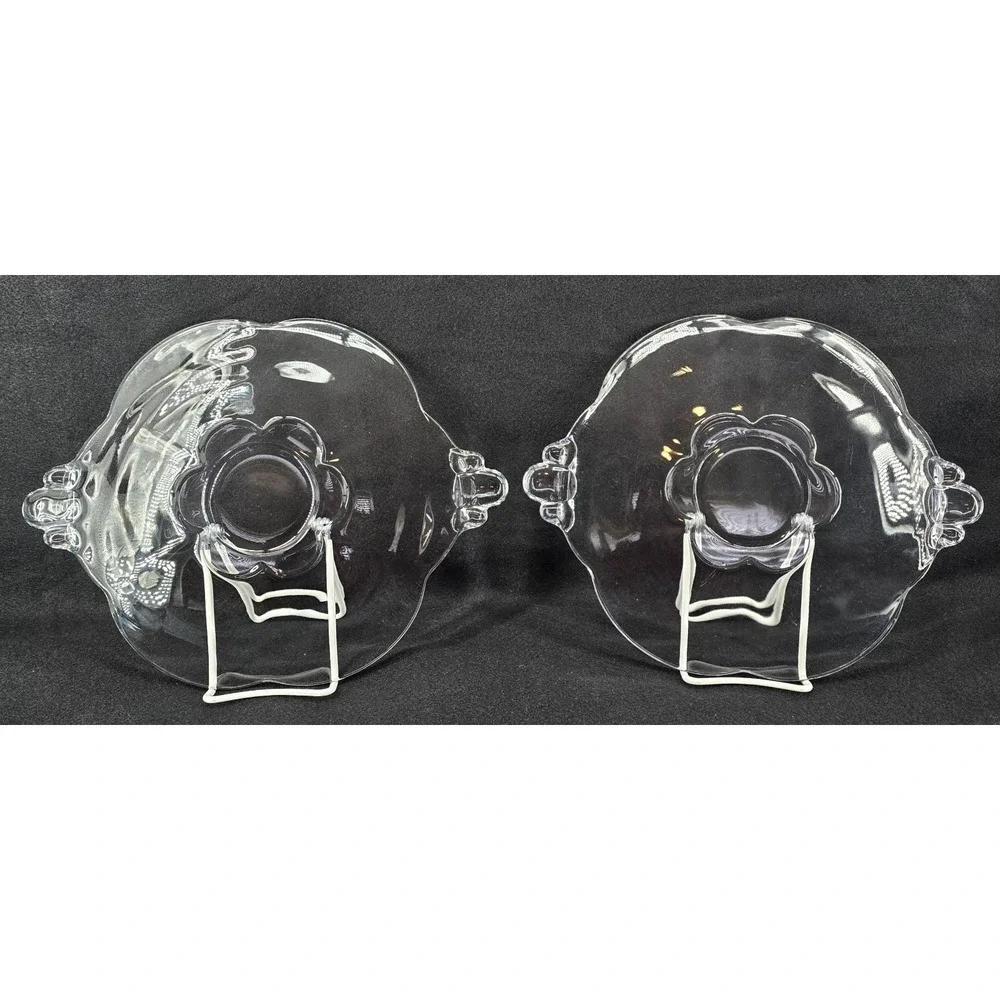 2 Vtg Duncan Miller Canterbury Clear Glass Serving Platters 1940s Plate 10.5x13