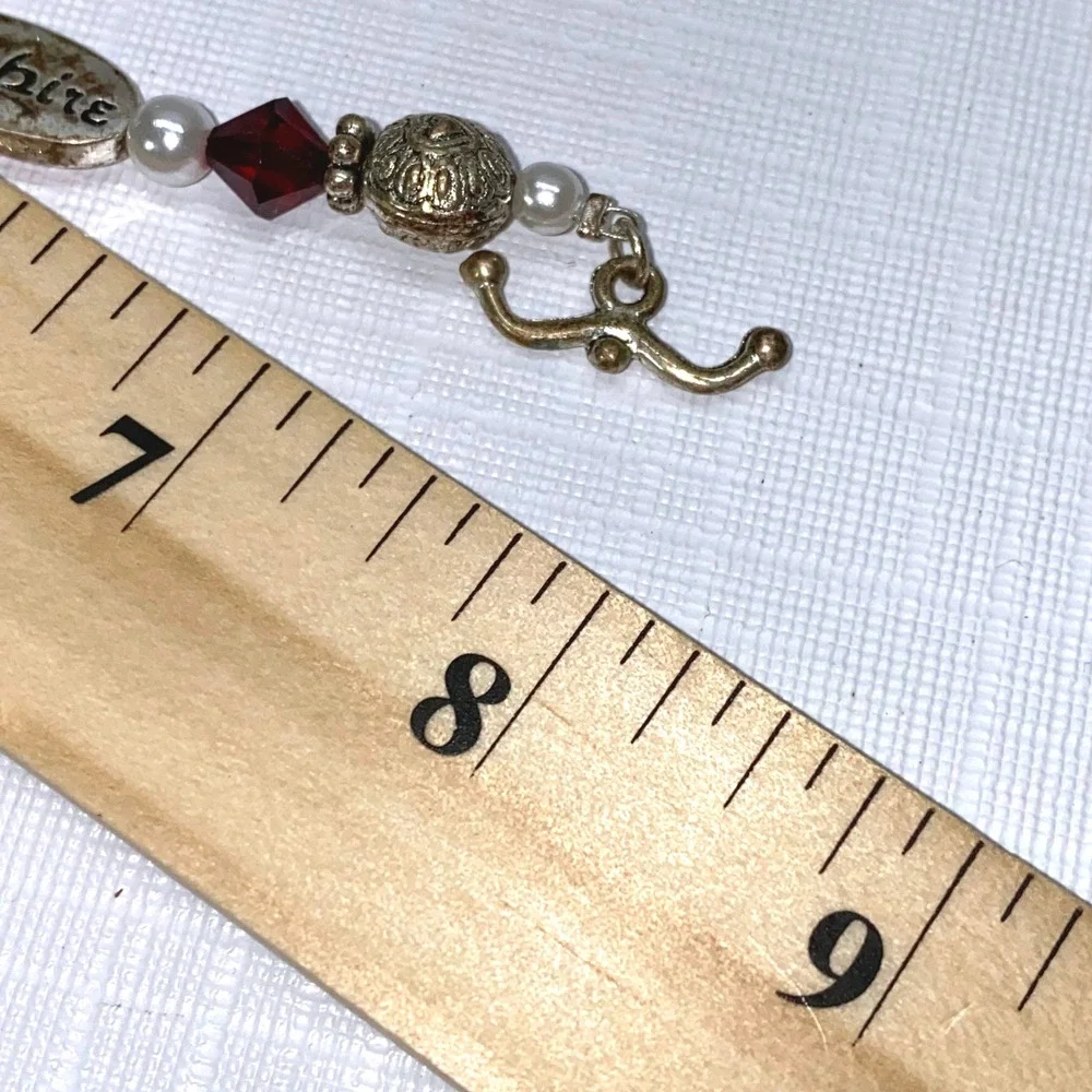 Teacher Inspire Wisdom Heart Charm Toggle Bracelet Silver Tone‎ Beads Red Gems