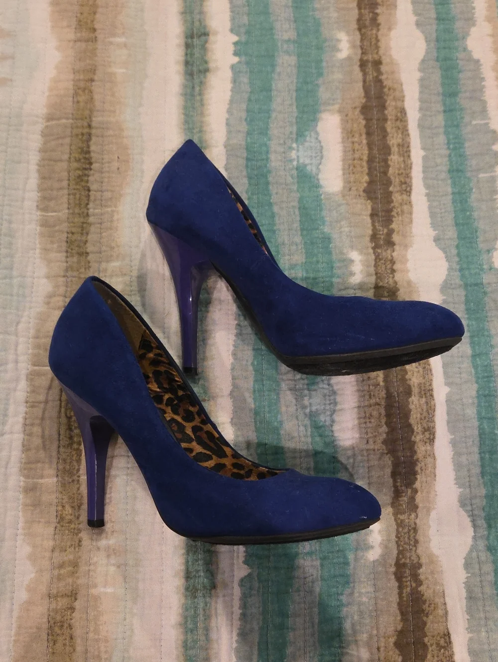 Guess Cobalt Blue Suede Rounded Toe Stiletto Pumps - Women's Heels