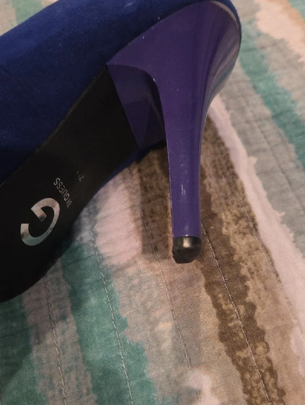 Guess Cobalt Blue Suede Rounded Toe Stiletto Pumps - Women's Heels