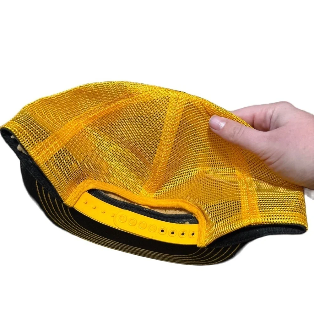 Ford Tractors Equipment Patch Black Yellow Gold Trucker Hat Mesh SnapBack
