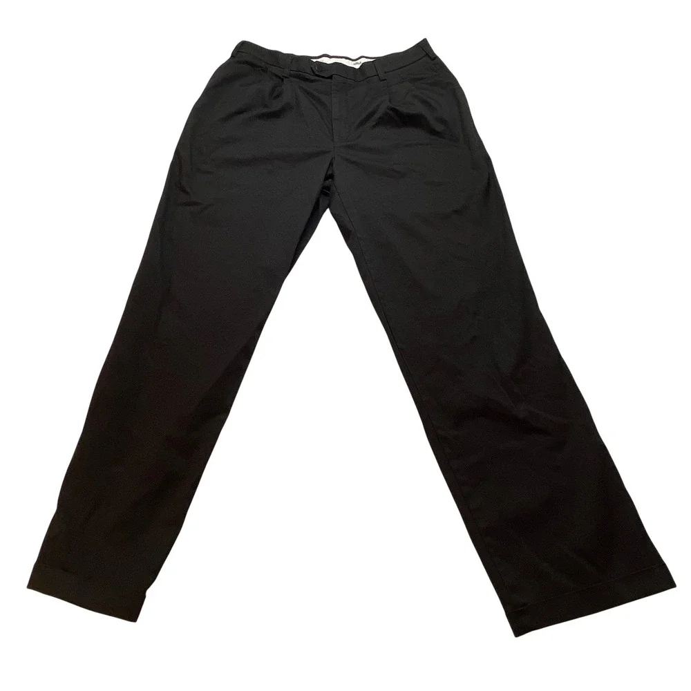 Savane Comfort Plus Mens Black Pleated Cuffed Dress Pants 36x34‎ RN 21201