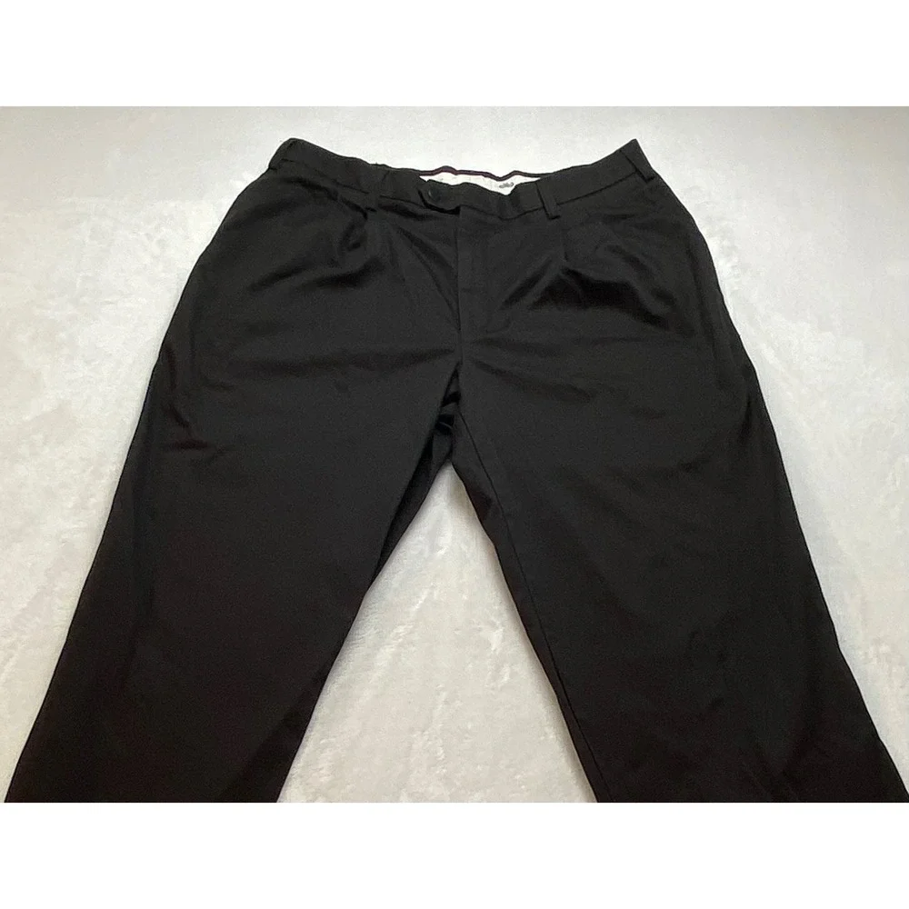 Savane Comfort Plus Mens Black Pleated Cuffed Dress Pants 36x34‎ RN 21201