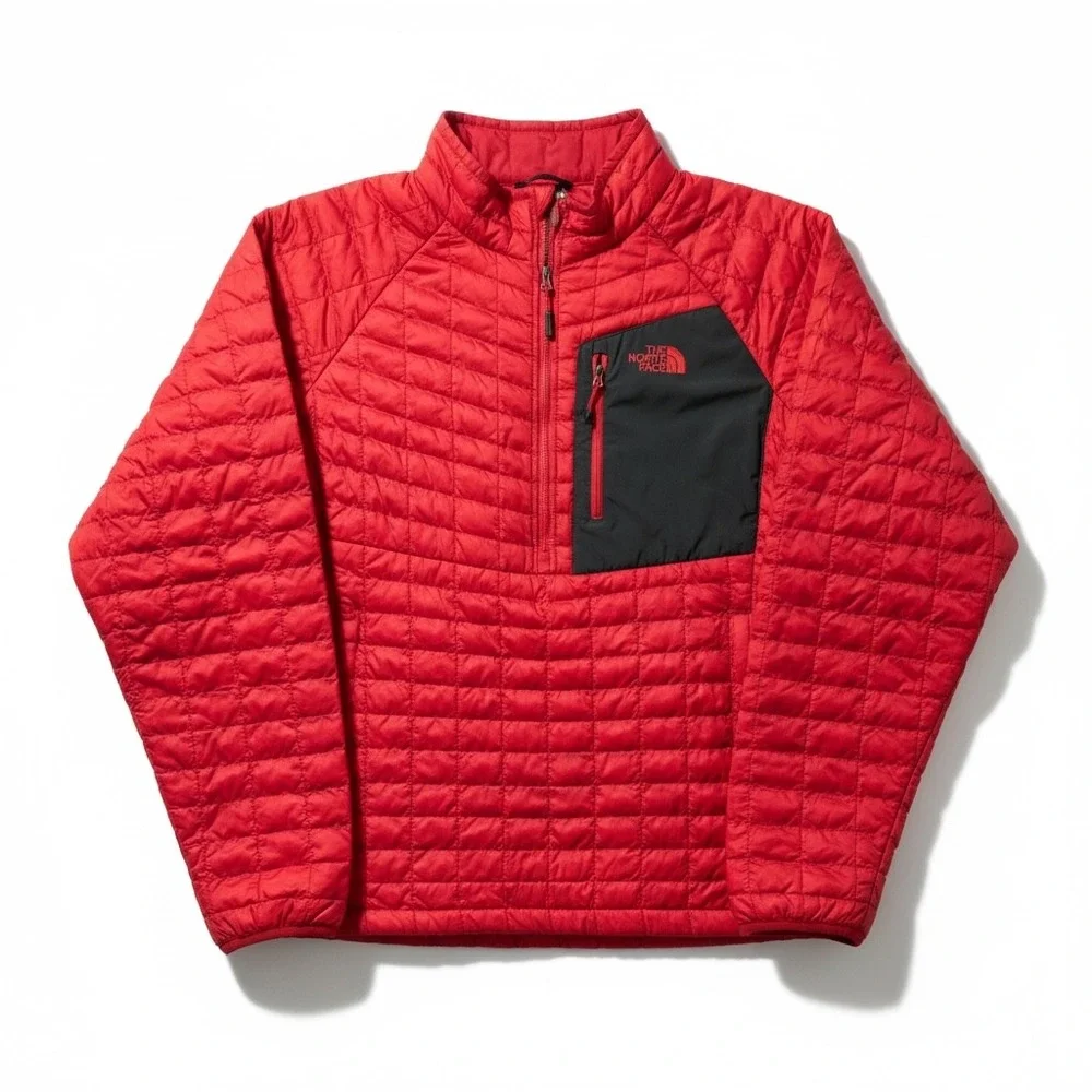 The‎ North Face Thermoball Red Quilted Half Zip Pullover Jacket Men's XXL