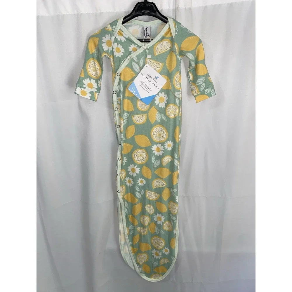 NWT Copper Pearl Newborn Knotted Gown Lemon Print