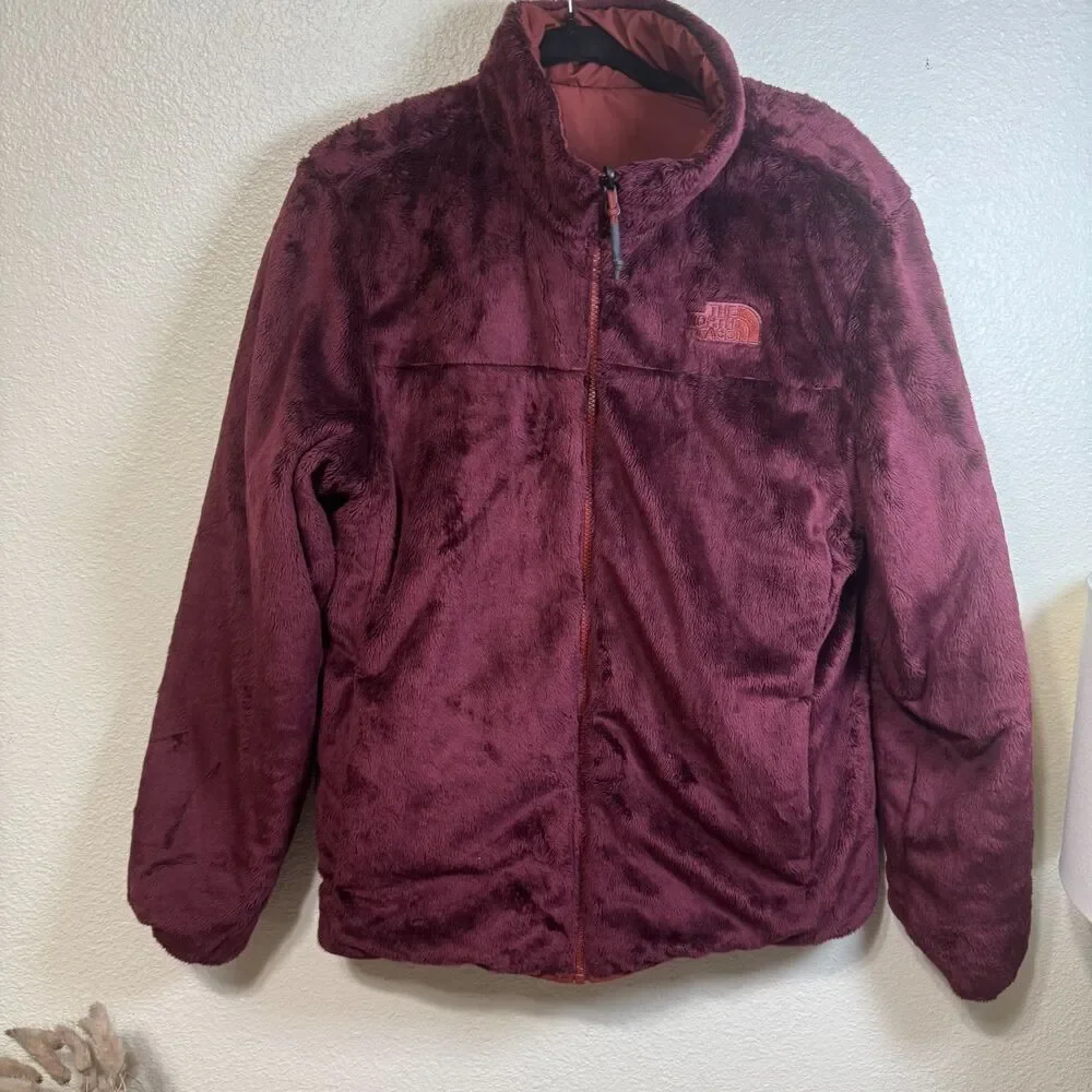 The North Face Maroon Reversible Mt Chimbo Jacket Sz M Fleece Insulate Outdoors