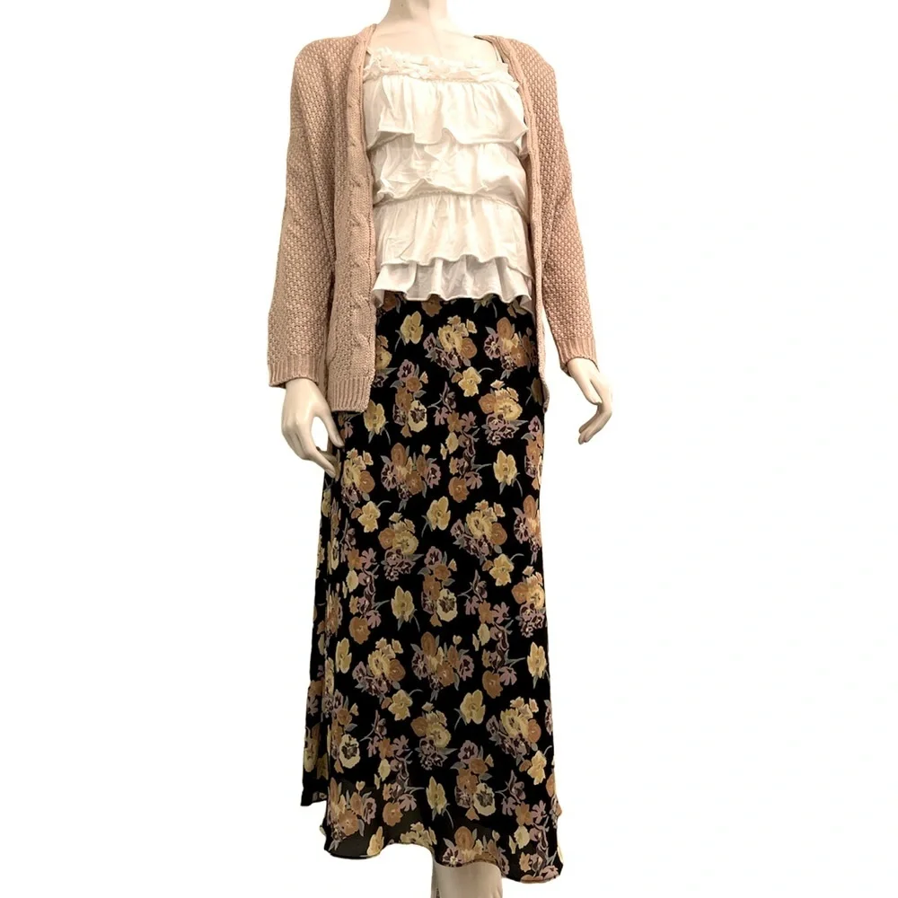 Vintage Floral Maxi Skirt by Kenar etc. petite size 8 High waist