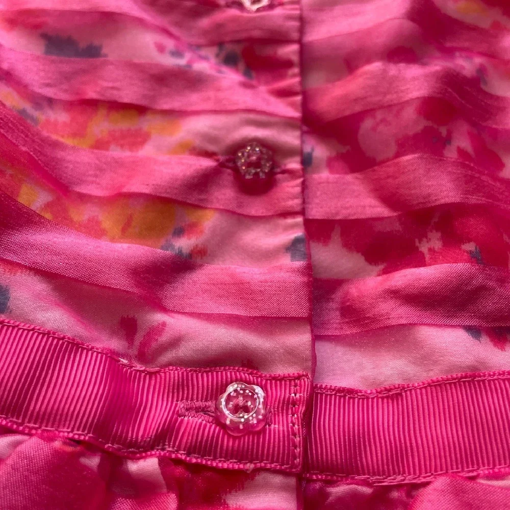 Children's Place 4T girls hot pink Party puffy‎ Dress Floral Ruffle Sleeveless