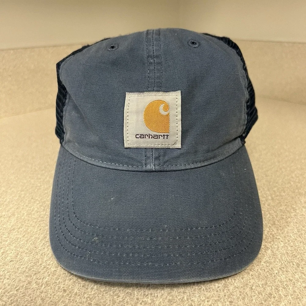 Carhartt Vintage Work Patch Trucker‎ Snapback Cap Mesh Navy Blue