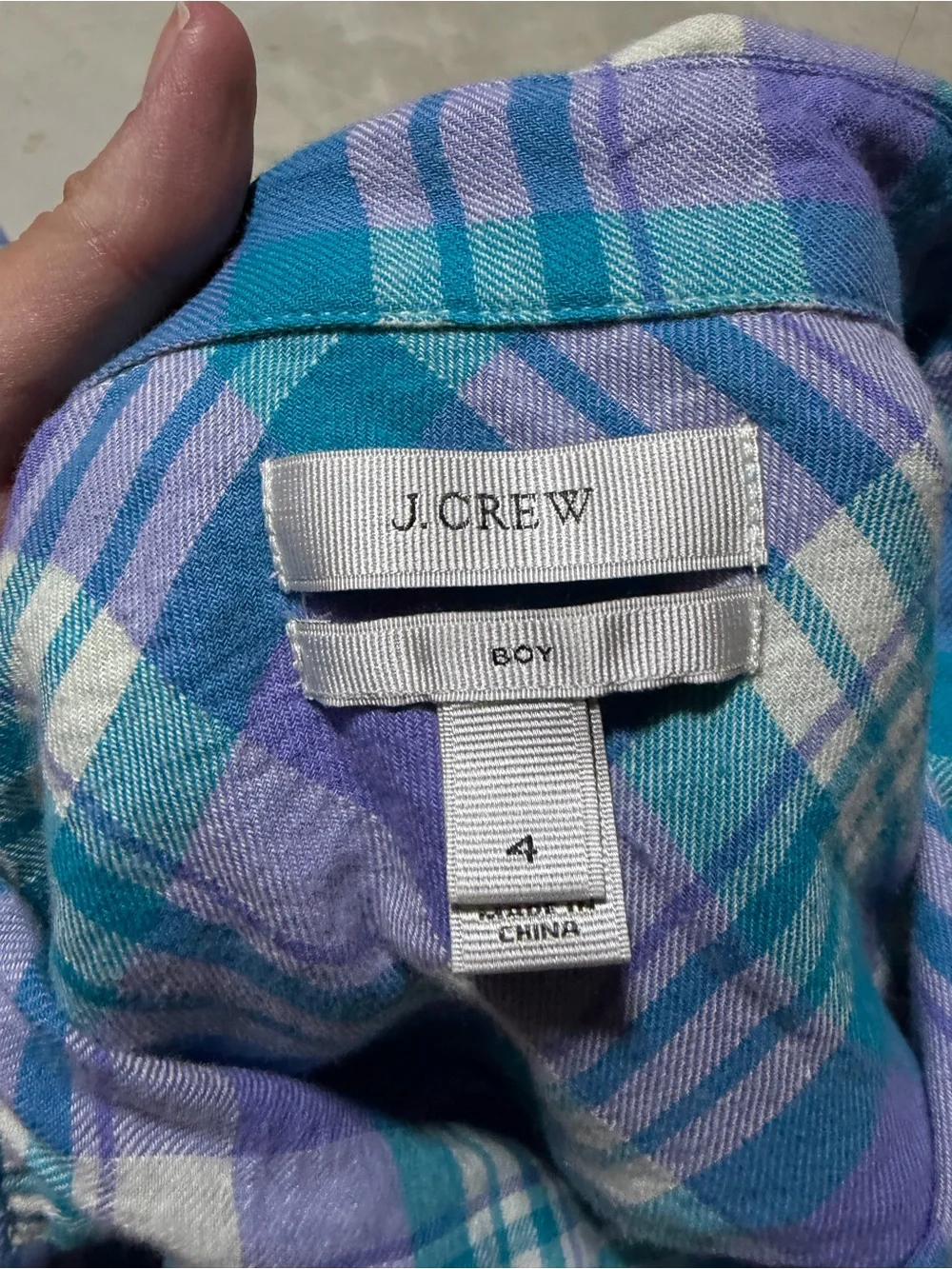J. Crew boy style Plaid Button-Up Long-Sleeve Shirt in Purple & Blue 4