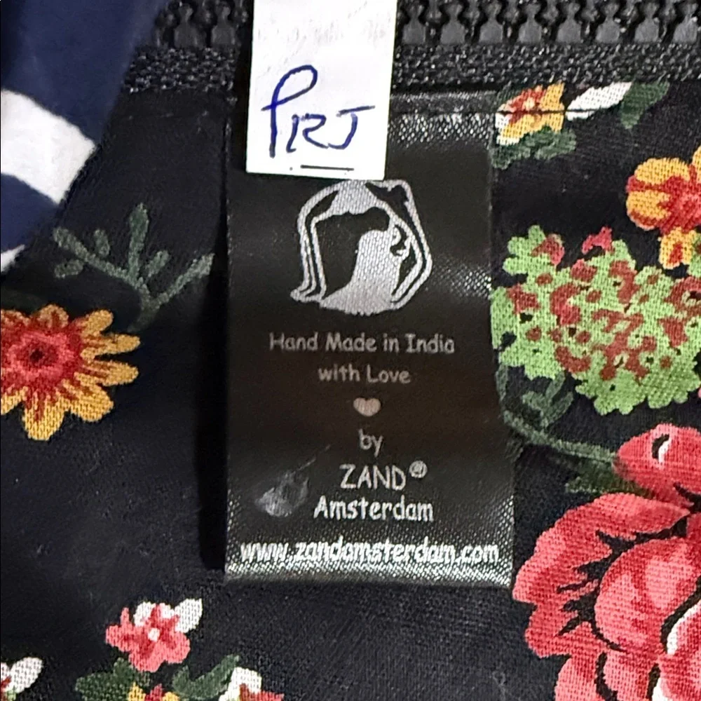 Zand Amsterdam Black Floral Mini Skirt with Yellow Contrast Waistband