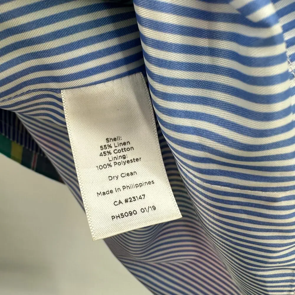 Talbots Madras Pastel Plaid Linen Cotton Blend Skirt // 2