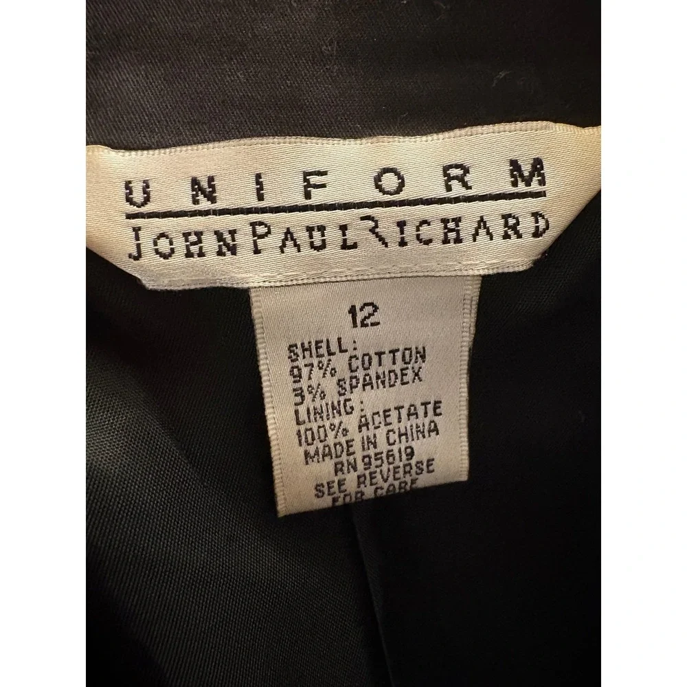 Uniform John Paul Richard Vintage Womens Black 3-Button Blazer Jacket Size 12