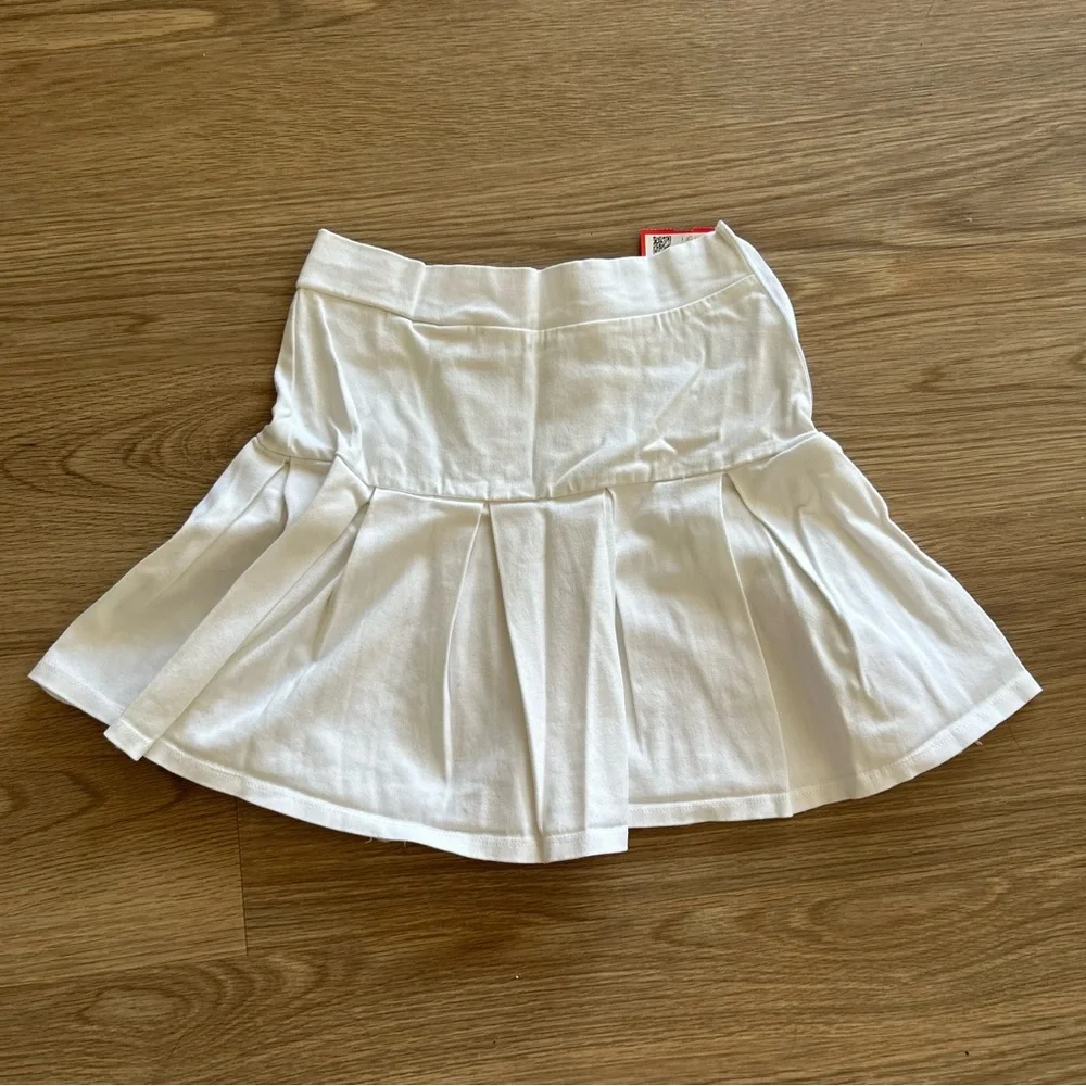 NWT Women’s XS White Pleated Mini Athletic Skirt Cotton Zipper Summer Flare Gym