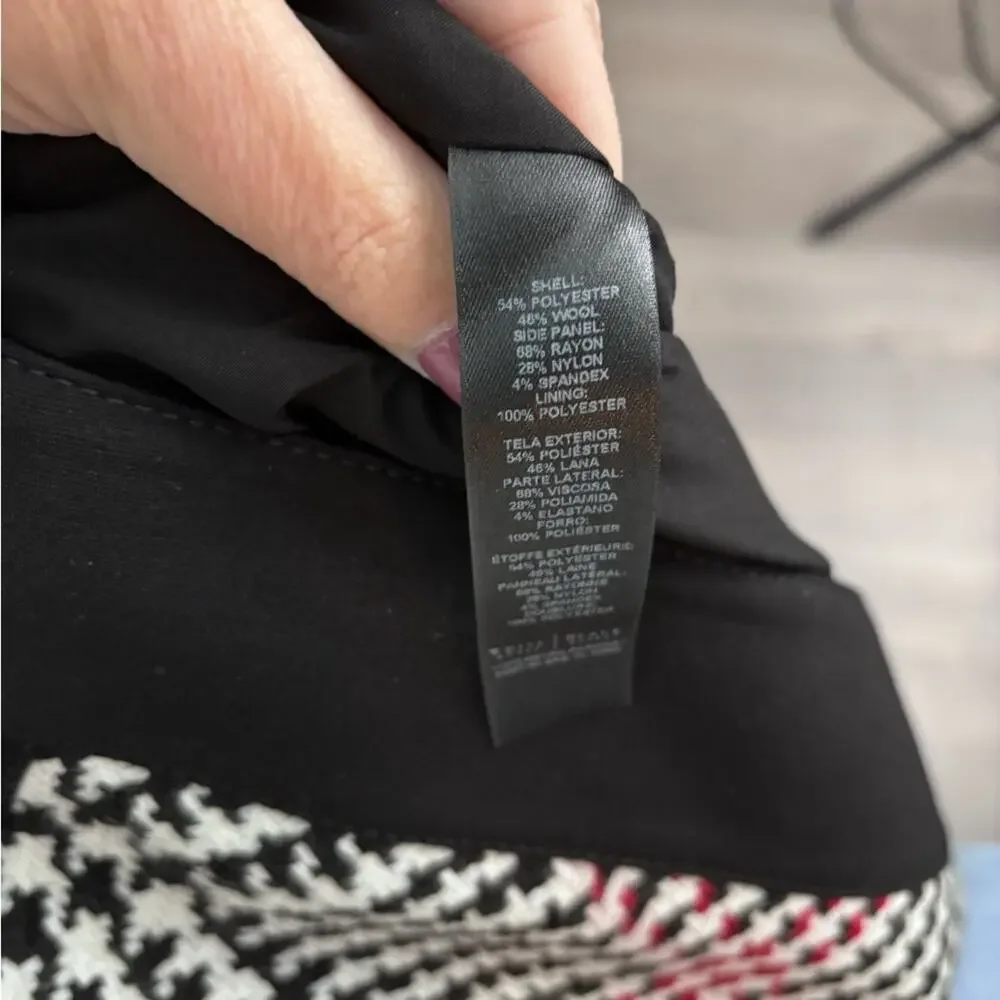 White House Black Market Plaid Mini Skirt Black Tan Wool Blend 6