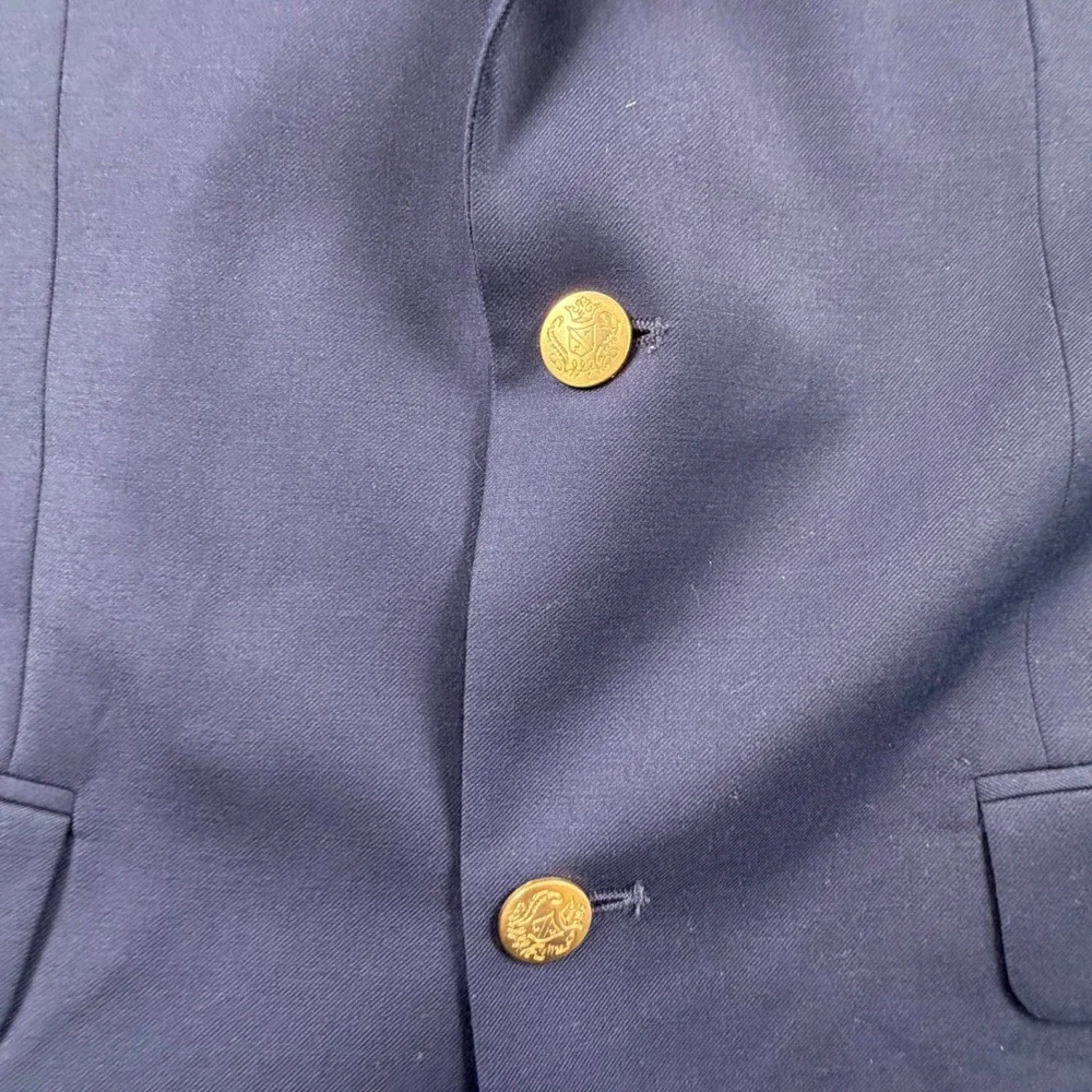 Jos A Bank Blazer Mens 41R Navy Blue Wool Signature Tailored Fit Gold Buttons