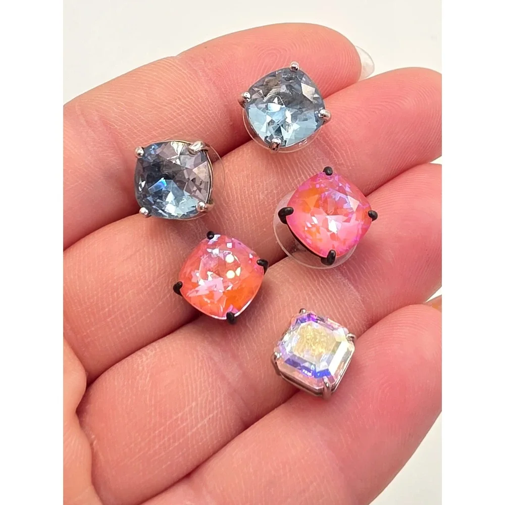 Origami Owl Disney Crystal Stud Earrings Bundle 5pc Mismatched Blue Pink Orange