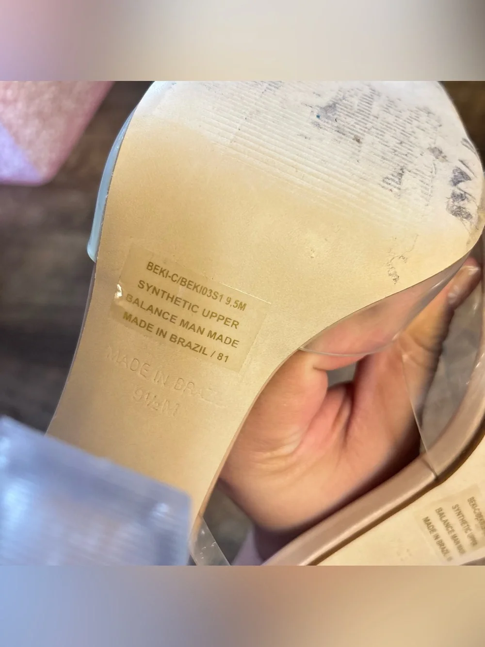 Steve Madden Clear PVC Strap Nude Insole Block Heel Sandals