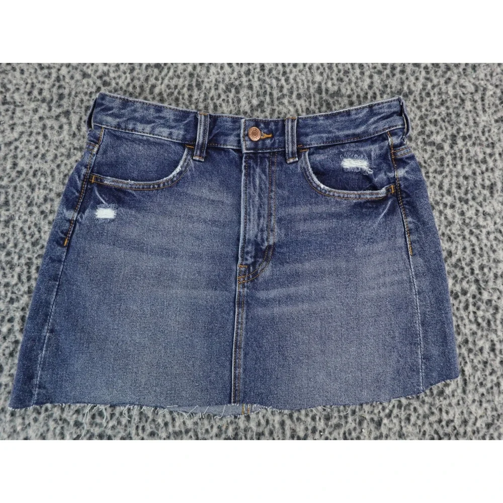 H&M &Denim Womens Size‎ 6 Blue Distressed Raw Hem Cotton Mini Skirt 0688105 9