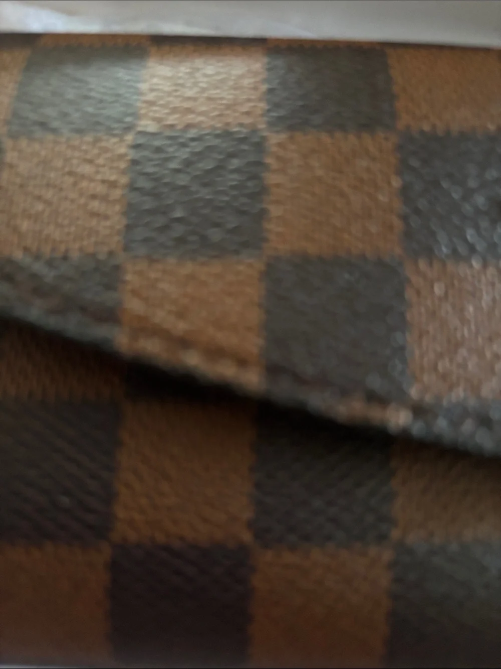 Brown Checker Pattern Men's Leather Card Holder
