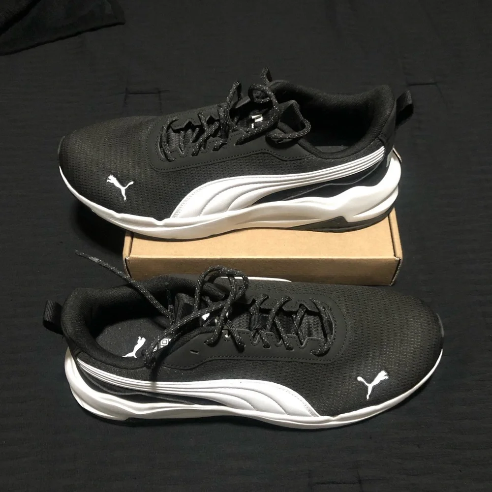 Puma Zip C Men's Sneaker Black White Athletic Running Shoes Size 9.5, 397087-01