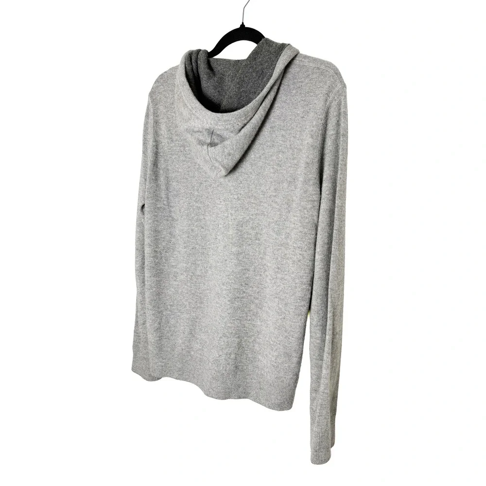 Vince Men's 100% Cashmere Full Zip Hoodie Heather Grey Sweater Classic Preppy S