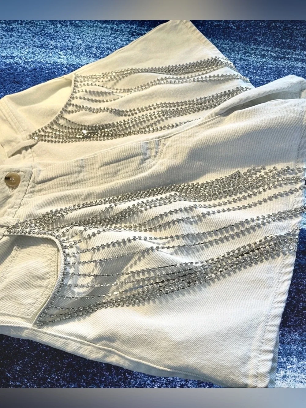 Forte Forte Denim Shorts Crystal Strass Fringe/High waisted/New/ItalianDesigner