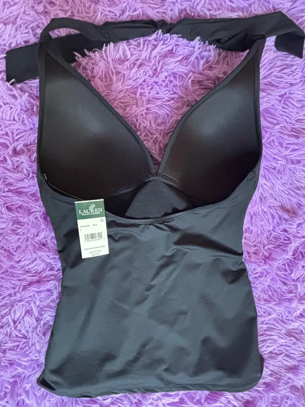 Black Halter Tankini Top Swimsuit - Classic Black NWT