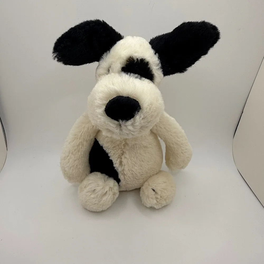 Jellycat London Bashful Puppy Dog Plush Cream Black Spotted Stuffed Animal 8